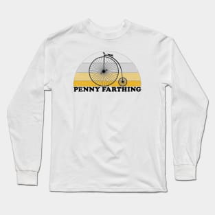 Penny Farthing High Wheel Bicycle Vintage Colors Long Sleeve T-Shirt